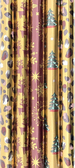 Präsenta cadeaupapier - Assortiment metallic kerstpapier inpakpapier - 200 x 70 cm - 5 rollen (5 stuks)