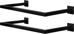 eSituro Wandkledingrek Zwart – Industrieel Kledingrek voor aan de Muur - 50 kg - 64 x 6,5 x 30 cm
