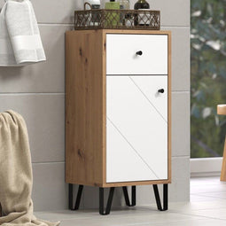 Aucune TOUCH - Badkamermeubel - Eiken en wit decor - L36 x D29 x H79 cm