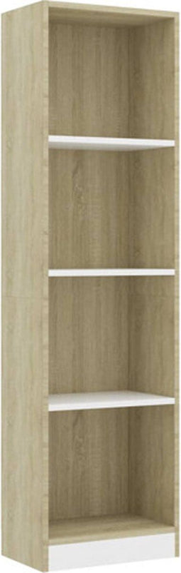 vidaXL - Boekenkast - met - 4 - schappen - 40x24x142cm - bewerkt - hout - wit - en - eiken