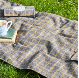 Picknickkleed Walker Geruit Grijs Geel - Tweed - Waterdicht - 66 × 98cm - Tweedmill