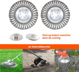 Universele onkruidborstel per 2 - 20CM - max. toerental 10.000 p/m - onkruid verwijderen - onkruidverwijderaar - tuingereedschap - onkruidborstel bosmaaier - opzetstuk - SET