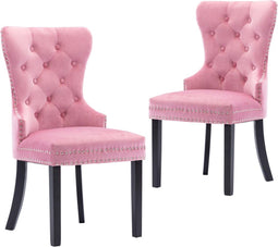 vidaXL - Eetkamerstoelen - 2 - st - fluweel - roze