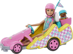 Barbie Stacie - Go-kart - Raceoutfit met afneembare vlag en puppymand - Multi kleuren