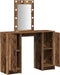 vidaXL - Kaptafel - met - LED-lampjes - Oud - Hout - 102x33x135 - cm