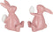 J-Line figuur Konijn - keramiek - roze - large - 2 stuks - paasdecoratie