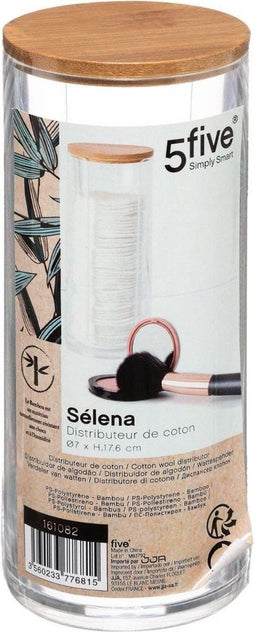 Five® Wattenschijfjes dispenser bamboe deksel - Wattenschijfjes - Met deksel