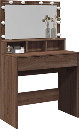 vidaXL - Kaptafel - met - LED - 80x41x134,5 - cm - bruin - eikenkleurig