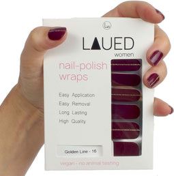 LAUED Nagelstickers - Nail Wraps - 16 Extreem Dunne Nagellak Stickers - Manicure Nail Art Folie - Golden Line