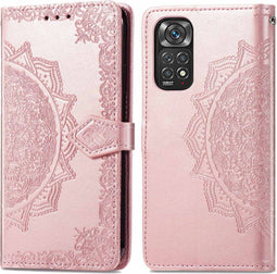 iMoshion Hoesje Geschikt voor Xiaomi Redmi Note 11 (4G) / Redmi Note 11S (4G) Hoesje Met Pasjeshouder - iMoshion Mandala Bookcase - Rosé Goud