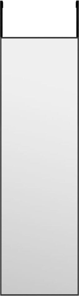 vidaXL - Deurspiegel - 30x100 - cm - glas - en - aluminium - zwart