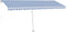 vidaXL - Luifel - handmatig - uittrekbaar - met - LED - 500x350 - cm - blauw - en - wit