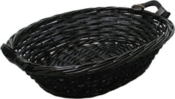Broodmandje ovaal - zwart - 43 x 35 x 12 cm - mandje rotan/riet - broodmanden/serveermanden