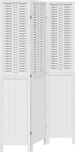 vidaXL - Kamerscherm - met - 3 - panelen - massief - paulowniahout - wit