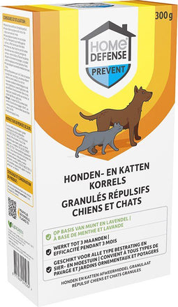 HOME DEFENSE - Honden- en kattenafweermiddel korrels - Natuurlijke geur van munt en lavendel - 300g