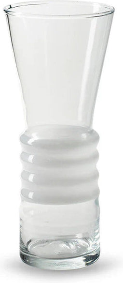Vaas met witte ringen 'pleun' h26 d10 cm
