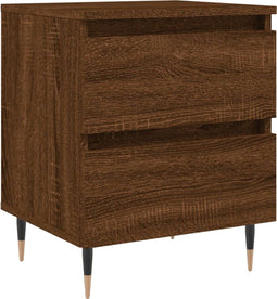vidaXL - Nachtkastje - 40x35x50 - cm - bewerkt - hout - bruin - eikenkleur