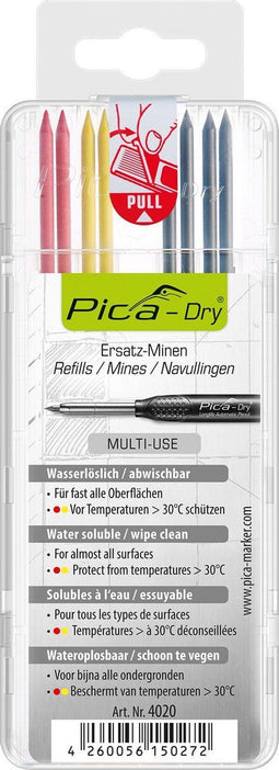 Pica 4020 Dry - Navulling - 8 vullingen - 2x geel 2x rood 4x grafiet