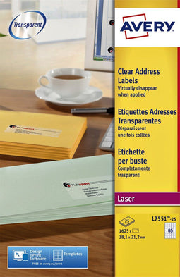 Avery L7551-25 - Laseretiket - 38x21mm - 65 etiketten per vel (25 vel)