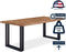 Feel Home - 220x100 Eettafel - Massief Boomstamblad Eiken - 5 cm dik - Twin U Frame