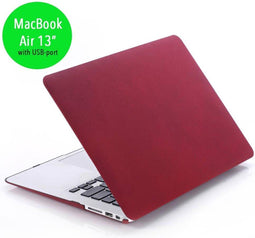 Lunso Geschikt voor MacBook Air 13 inch (2010-2017) cover hoes - case - Sand bordeaux rood