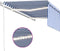 vidaXL - Luifel - met - rolgordijn, - LED - en - windsensor - 4,5x3 - m - blauw - en - wit