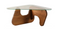 Salontafel - Gehard glas - Massief hout - Kastanjekleur – Freya Chesnut Forme XL