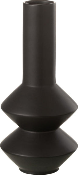 J-Line Vaas Modern Keramiek Zwart Small - Bloemenvaas 34.00 cm hoog