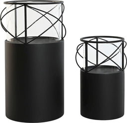 Kaarshouder Home ESPRIT Zwart Metaal Kristal 24,5 x 24,5 x 46 cm (2 Stuks)