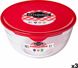 Ronde Lunchtrommel met Deksel Ô Cuisine Prep&store Ocu Rood 1 L 17 x 17 x 9 cm Glas (3 Stuks)