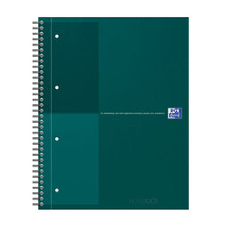 Oxford International - Notebook A4+ - Gelijnd 80 vel 4 gaats stevige kaft - Groen