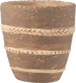 J-Line bloempot Gevlochten - cement - bruin - large - Ø 18 cm
