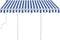 vidaXL - Luifel - handmatig - uittrekbaar - met - palen - 3x2,5 - m - blauw - en - wit