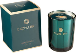 J-Line geurkaars Excellent - White Tea - glas - blauw - small - 50U