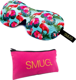 SMUG 3D Slaapmasker met Opbergzakje - 100% Verduisterend - Ergonomisch Oogmasker - Flamingo Print