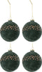J-Line kerstbal Motief - fluweel - groen/goud - doos van 4 - kerstversiering