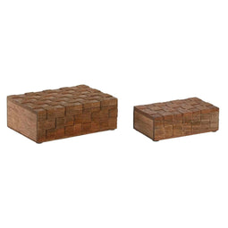 Doos-Juwelenkistje Home ESPRIT Natuurlijk Mangohout (2 Onderdelen)