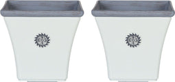ELATEIA - Bloempot set van 2 - Wit - 32 cm - Klei-vezelmengsel