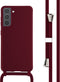 iMoshion Hoesje Geschikt voor Samsung Galaxy S21 Hoesje Met Koord - iMoshion Siliconen hoesje met koord - Donkerrood