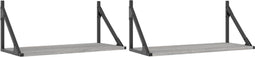 vidaXL - Wandschappen - 2 - st - 60x25x25,5 - cm - bewerkt - hout - grijs - sonoma - eiken