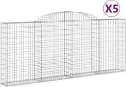 vidaXL - Schanskorven - 5 - st - gewelfd - 300x30x120/140 - cm - ijzer