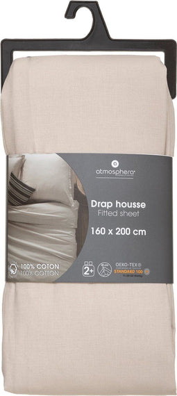 Atmosphera Hoeslaken katoen 160x200cm - Linnenbeige