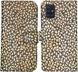 iMoshion Hoesje Geschikt voor Samsung Galaxy A51 Hoesje Met Pasjeshouder - iMoshion Design Softcase Bookcase - Goud / Zwart / Allover de luxe
