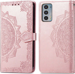 iMoshion Hoesje Geschikt voor Motorola Edge 20 Hoesje Met Pasjeshouder - iMoshion Mandala Bookcase - Rosé Goud