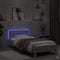 vidaXL - Bedframe - met - hoofdbord - en - LED-verlichting - betongrijs - 75x190 - cm