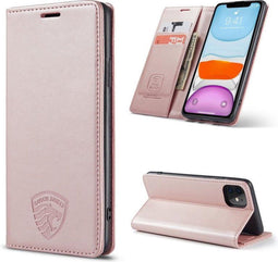 Hoesje Geschikt voor iPhone 12 PRO MAX met Anti Skim Bescherming - Pasjes Bookcase RFID Beschermd Cover - Roze Goud