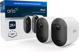 Arlo Pro 5 - Draadloze Beveiligingscamera 2K+ - Verbeterd nachtzicht - Wit (2 stuks)