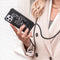 iMoshion iPhone 11 - Hoesje met Koord - Verstelbaar Koord - Wit / Zwart / Woman Flower Black