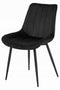 Stoel SOSA - Zwart Velvet, Zwarte Metalen Poten, Modern Design en Uitstekend Zitcomfort voor Woonkamer, Slaapkamer, Eetkamer of Kantoor, Max. 120 kg