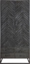 Kabinet kast Daan - Kabinet kast mangohout - Vakkenkast zwart 200 cm